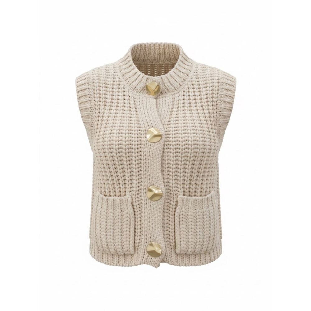 Love Tree Beige Knit Cardigan Vest